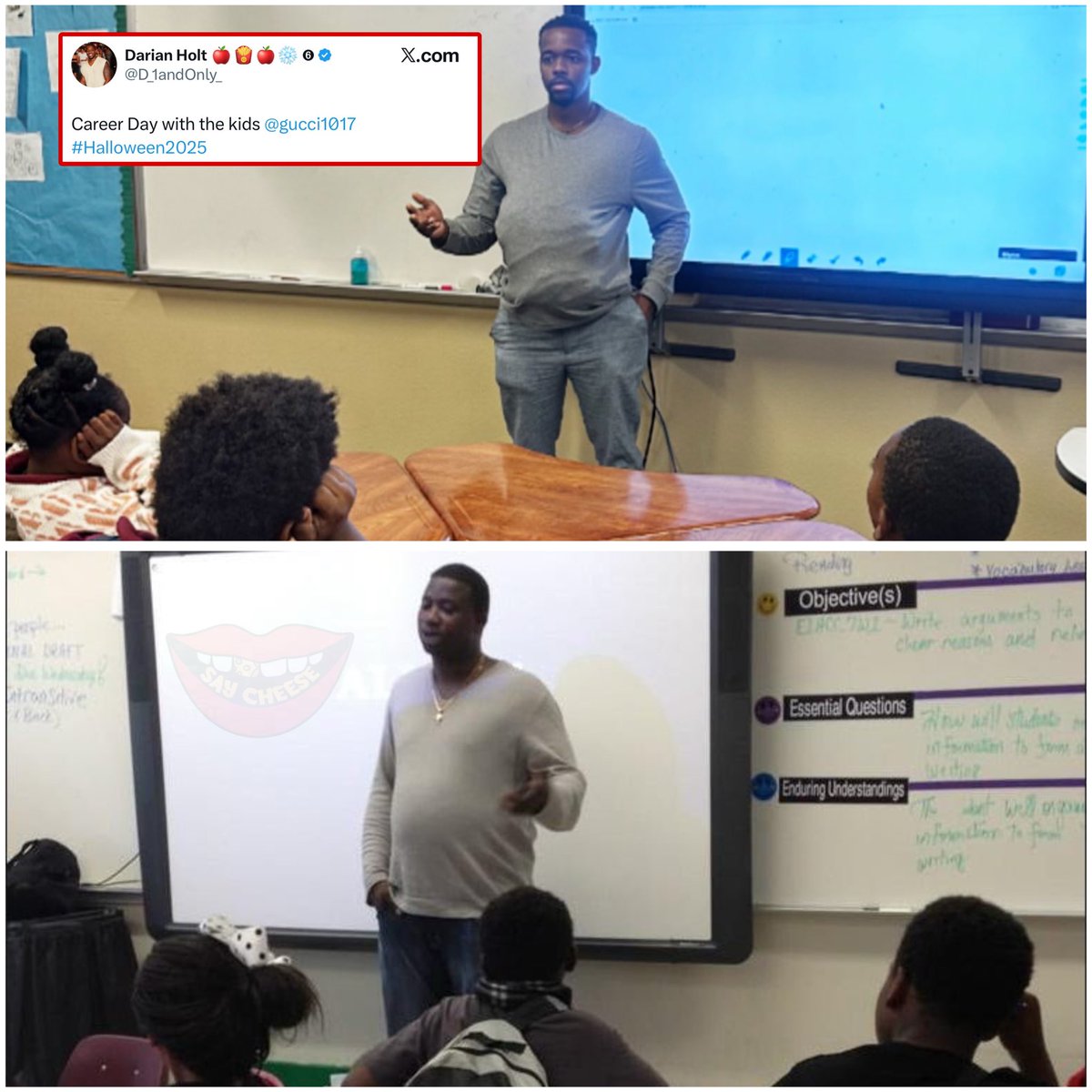 Teacher dressed up as Old Gucci Mane viral photo for Halloween 😂🔥