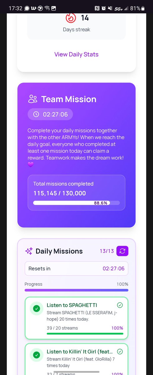 STREAM #BTSARMY! Let's finish today's goal!!!! 💜