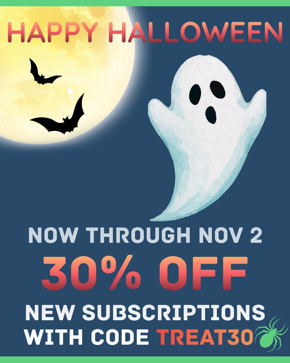treehouse's tweet image. This Halloween, scare up new skills! 👻
Get 30% off your new Treehouse subscription and start learning HTML, Python, AI, and more.
The offer vanishes when the clock strikes midnight…

🕒 Use code TREAT30 before it’s gone!
trhouse.co/43Offmi