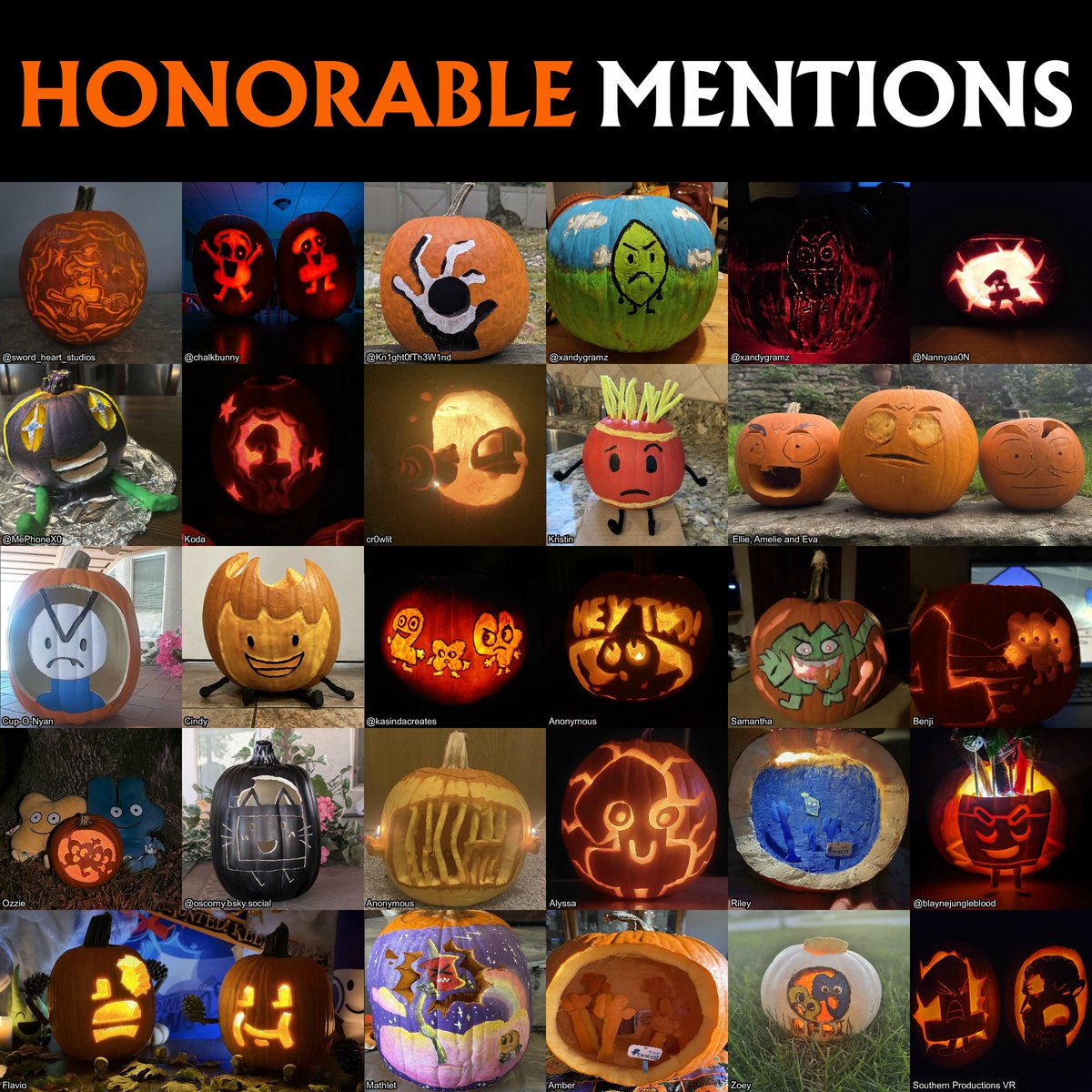 Finally, we'd like to appreciate some of our honorable mentions. We got SO many submissions, and narrowing each category down to three winners was tough work... THEY'RE SO HONORABLE!!!