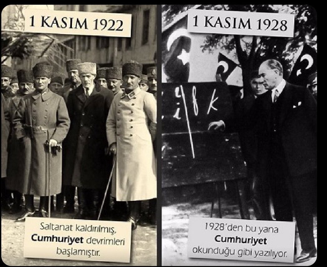 9216Sahin's tweet image. #1Kasım1922 Saltanatın kaldırılıp egemenliğin millete verilmesi ve 
#1Kasım1928 Harf Devrimi kutlu olsun.
Devrimler, hukuk ve demokrasi yoluyla sonsuza kadar yaşatılacak...
#Saltanat 
#HarfDevrimi 
#YaşasınCumhuriyet