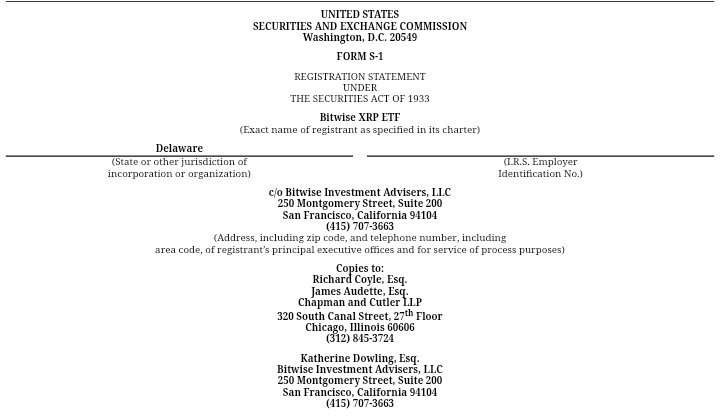 Xaif_Crypto's tweet image. 🚨 Breaking: Bitwise just filed Amendment #4 for its XRP ETF, now listing NYSE as the exchange and a 0.34% fee usually the final steps before approval! 👀

Momentum building fast… 🔥

#XRP #Bitwise #ETFs #CryptoMarket
