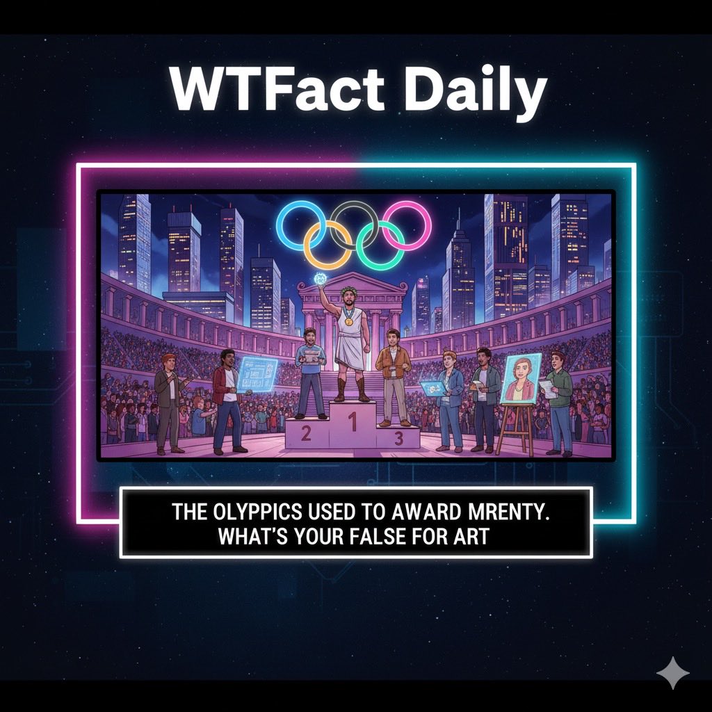 The Olympics used to award medals for art! 🎨 Imagine that. What artistic event should return? 
.
#WTFactDaily #Olympics #History #Art #Sports #Culture #DidYouKnow #AncientHistory #Creative #เขมจิราต้องรอดseries #كاريزما76 #patlama #السعوديه_العراق #LoveYourW #Afghanistan #Trump