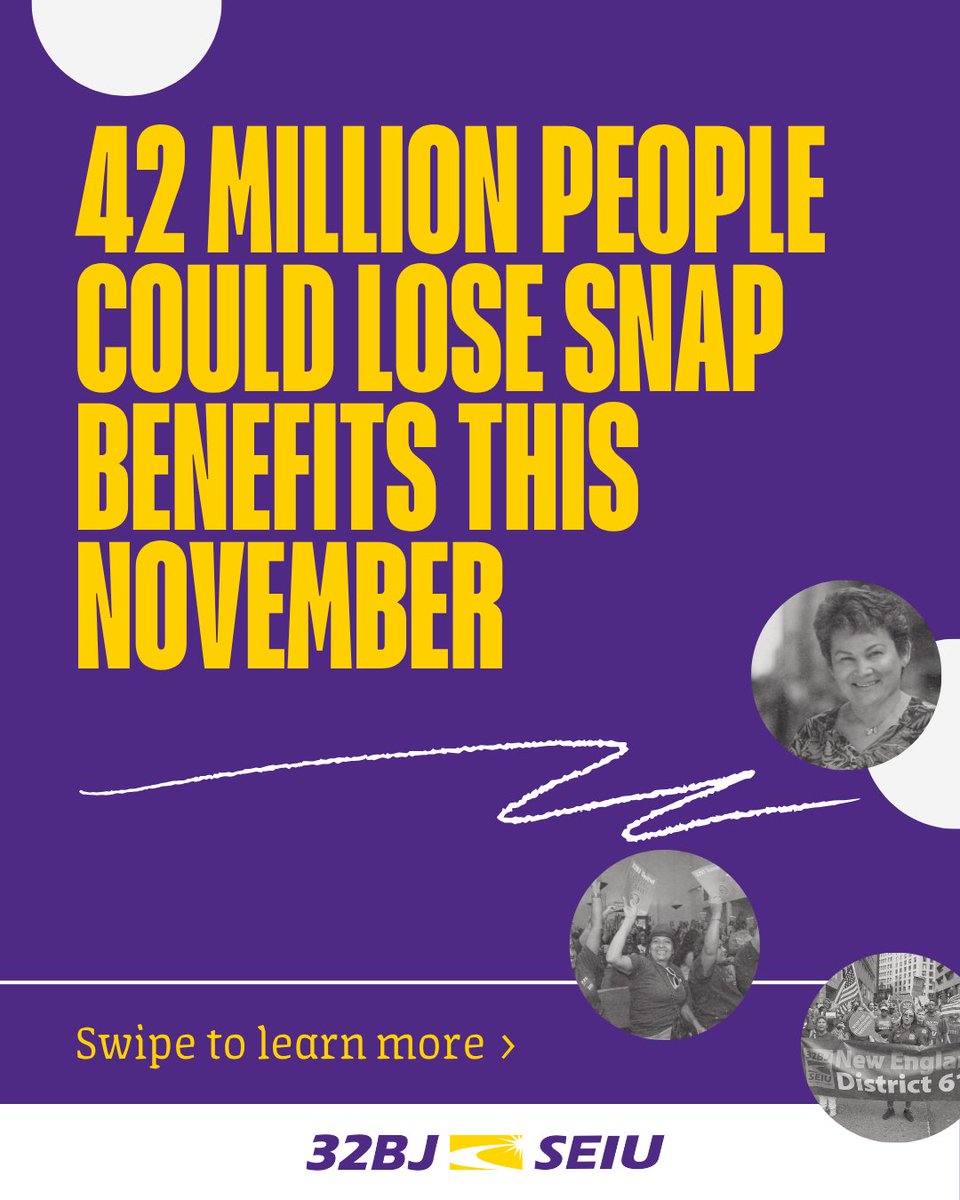32BJSEIU's tweet image. 🚨42 Million People Could Lose SNAP Benefits This November‼️
🧵1/5