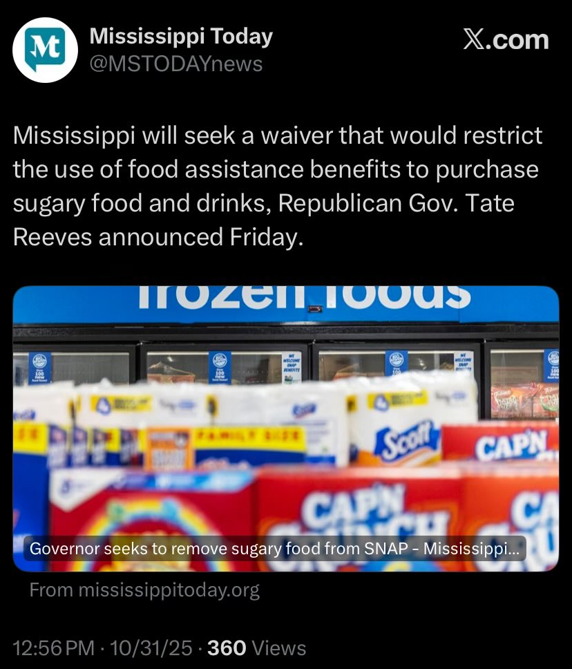 Black_Action's tweet photo. If your argument is that sugary food and beverages are unhealthy, why allow them to be sold at all?
@GovTate https://t.co/SH5Zv5YYlU