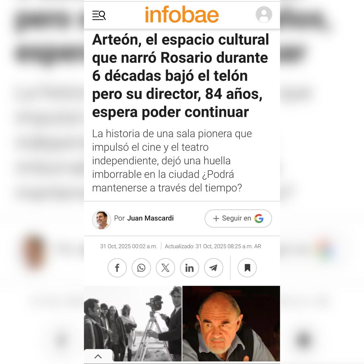 Arteón, el espacio cultural que narró Rosario durante 6 décadas bajó el telón pero su director, 84 años, espera poder continuar...

infobae.com/generacion-sil…