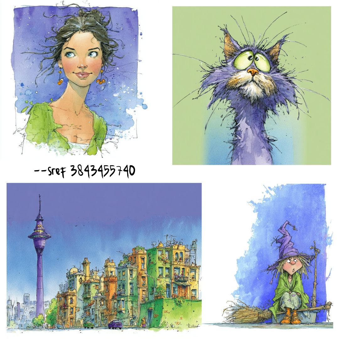 CarolynIott's tweet image. --sref 3843455740
Beautiful illustrative style code with purple and green
#AIart #sref #srefcode #aiartcommunity #aiartist