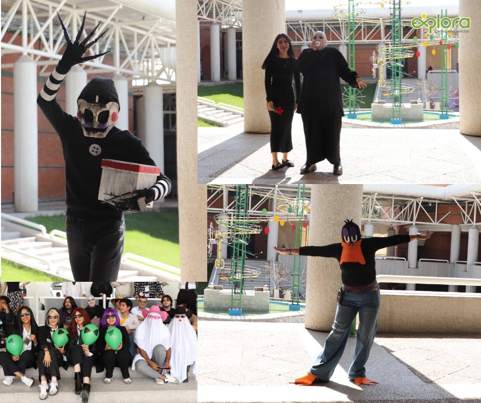 ExploraLeon's tweet image. ¡Explora se llenó de terror! Nuestro personal se disfrazó para celebrar este día lleno de diversión y sustos. 
Estamos listos para recibirte y verte disfrutar de un Halloween al estilo Explora llena de ciencia.