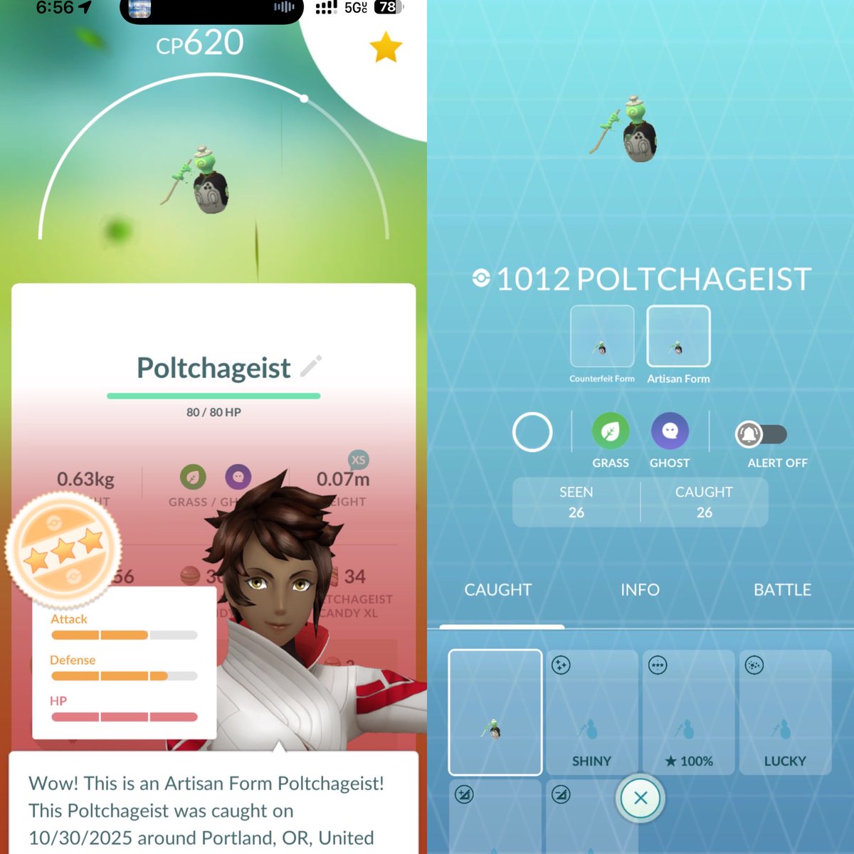 Happy Halloween 🎃 👻 

1st remote raid today was a hundo 💯 
And got lucky on a real matcha Poltchageist 🍵 after 26 checks