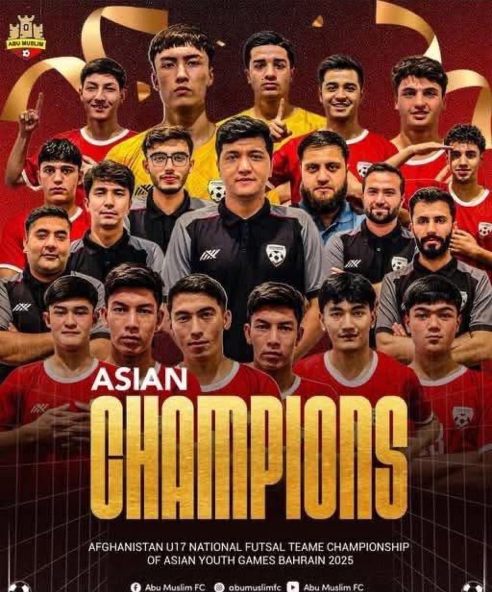Congratulations to  Afghans!
Afghanistan’s U17 Futsal team are Asian Champions! Many of these young heroes were born in Iran as refugees—without citizenship, basic rights, or support—yet rose above every barrier to make a nation proud.Hope &amp;determination defy all odds.