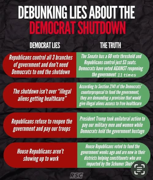 Sadie_NC's tweet image. When the left says the shutdown is the fault of Republicans, we know the truth.