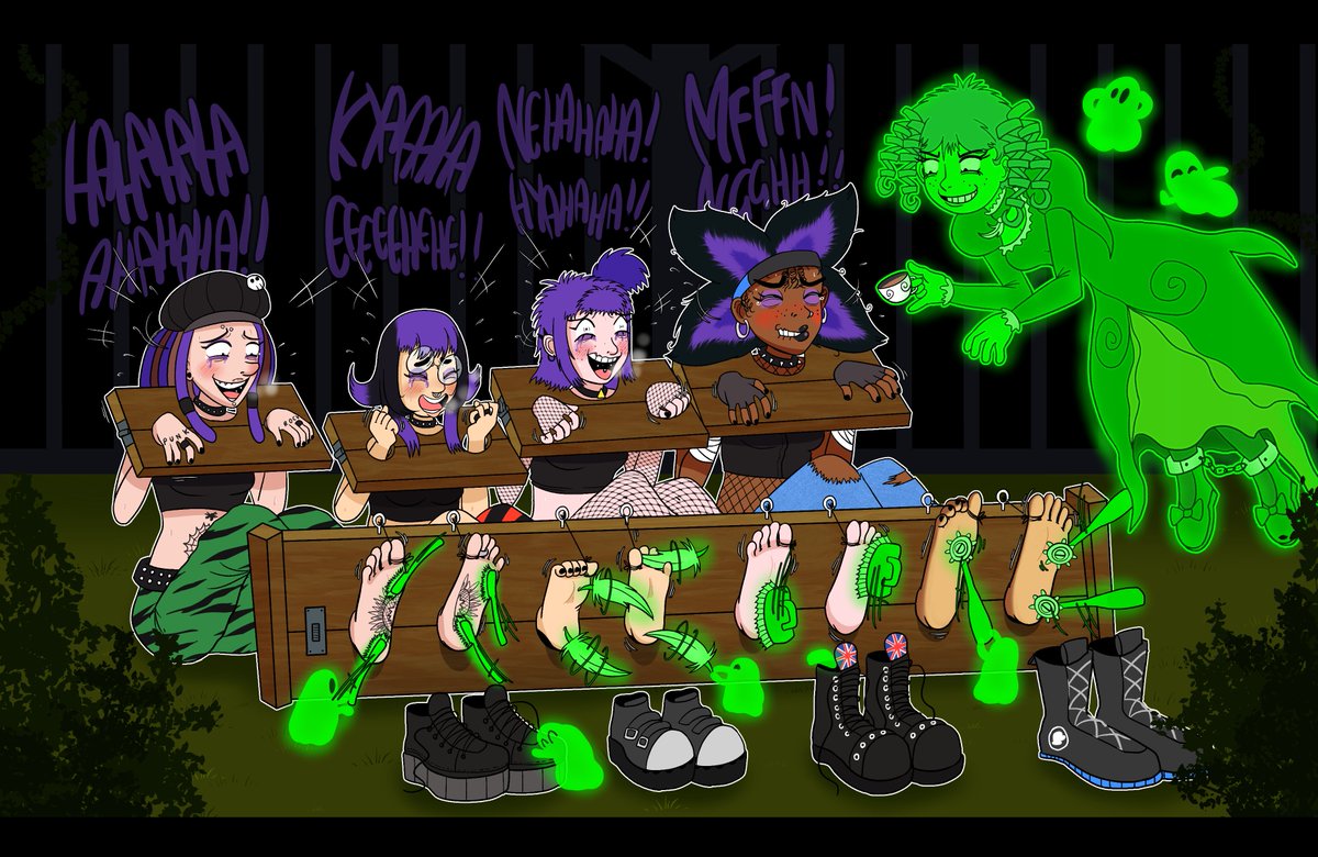 The Shrieking Violets living up to their name, apprehended and making sweet music in a very Victorian punishment for intruding on a ghost girl's manor when filming their music video.

Happy Halloween! 🎃