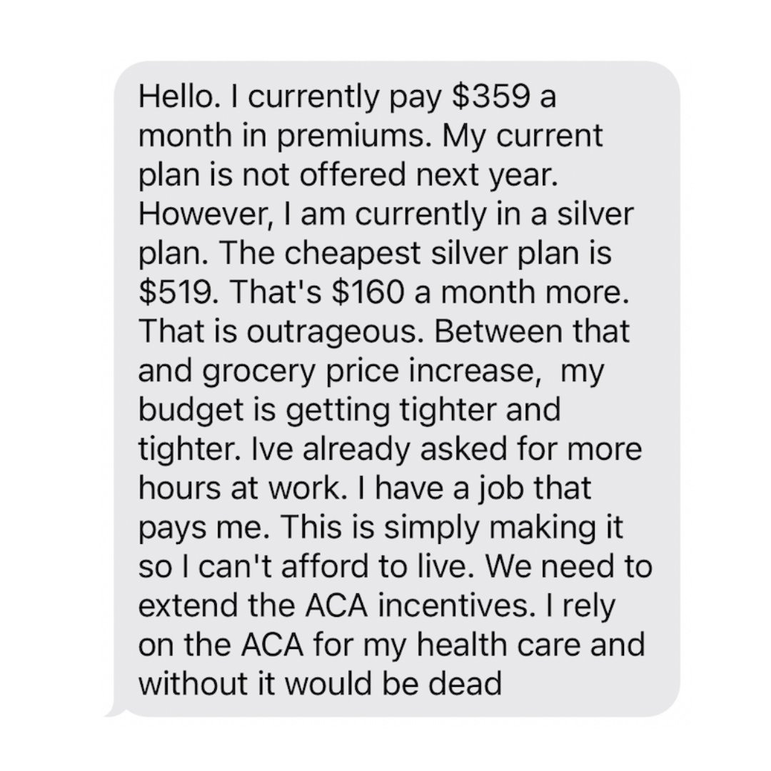 SenatorBaldwin's tweet image. This is a message I got from a constituent in Watertown, WI. Republicans are raising her health care costs by nearly $2,000/year! This is completely unaffordable for her.
I’m fighting to make sure this👇🏻 doesn’t happen.
