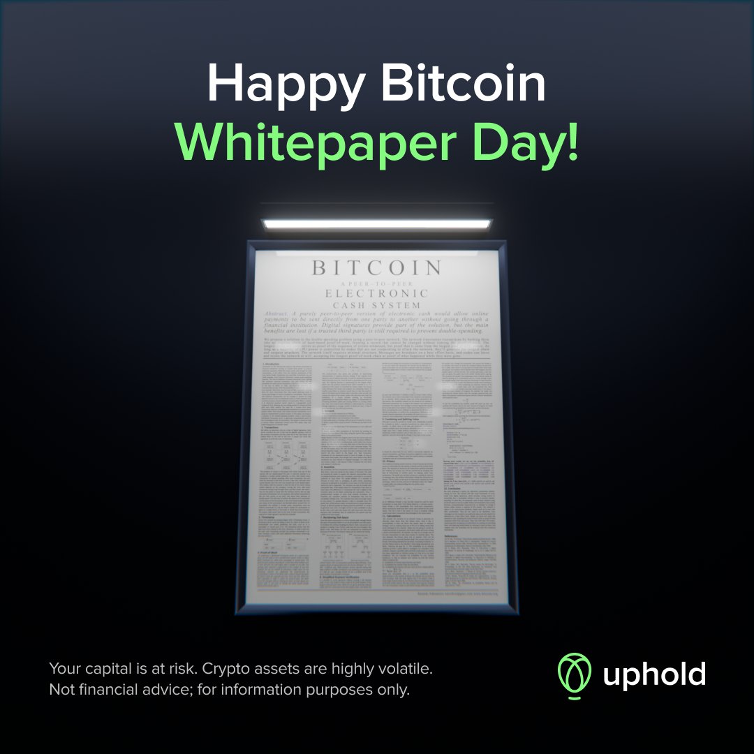 Nine pages that started a revolution. Happy #Bitcoin Whitepaper Day 💚