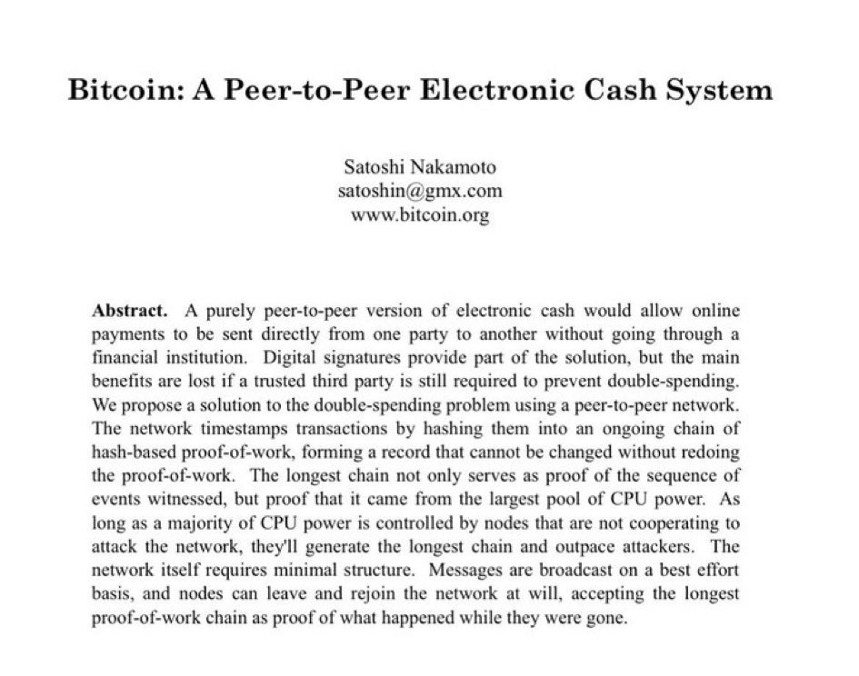 sahapguven's tweet photo. On this day in 2008, Satoshi Nakamoto published the Bitcoin white paper.

17 years ago. https://t.co/n5DOhwsVOz