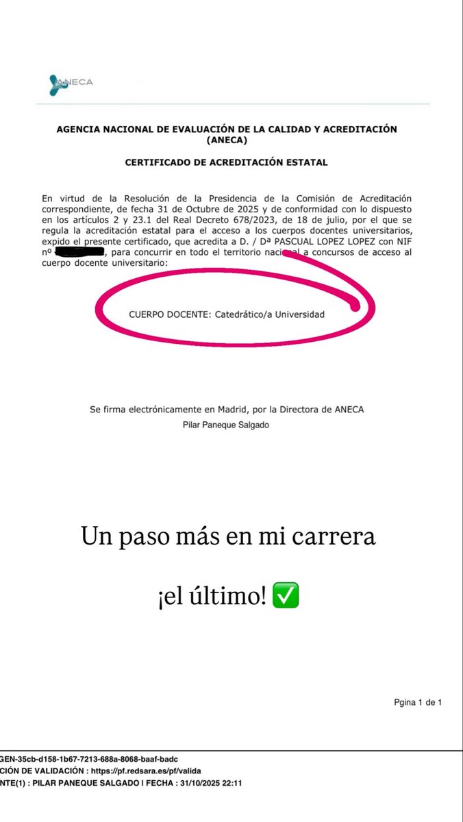 Acreditación al cuerpo de Catedráticos de Universidad ✅ 

A todos/as los que me habéis ayudado durante todo este tiempo: muchísimas gracias, de verdad 🤗 
Gràcies 😘