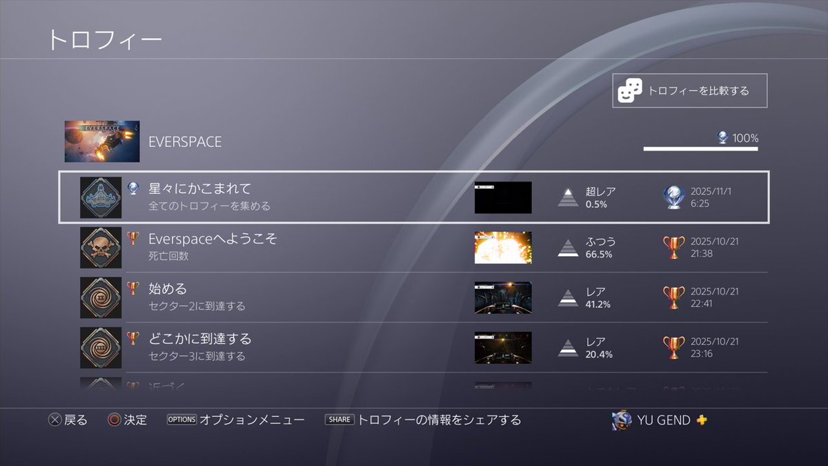 GEND_YU's tweet image. EVERSPACE、DLC含めてトロコン完了🏆
すっかり嵌って最後まで一気に駆け抜けてしまいました。
慣れれば最高難易度でも普通にサクサク遊べるようになるのでバランスも丁度良さげ。
3D酔いする人は死ぬかもしれない。
#EVERSPACE