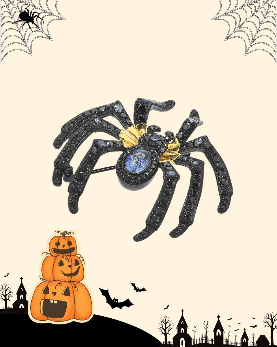 🎃Happy Halloween!
🕷️Spider brooch by <a href="/YaelDesigns/">Yael Designs</a> 

18kt Black &amp; Yellow Gold
Oval Sapphire 0.87ct 
Round Sapphire 0.35ct
Round Black Diamond 1.55ct