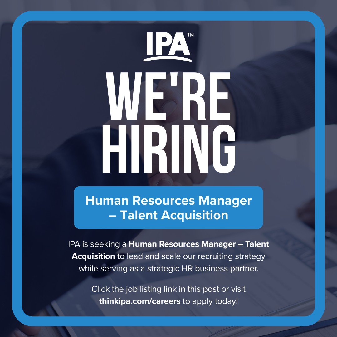 think_ipa's tweet image. We’re hiring! Click the link below to view our Human Resources Manager – Talent Acquisition position and apply today.

#HumanResources #HR #JoinIPA #hiring #Careers 

recruiting.ultipro.com/ROP1001ROPER/J…
