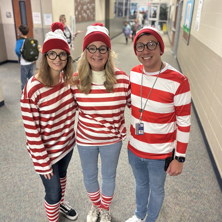 The McGowen Leadership team had fun today dressing up like Where's Waldo for Storybook Character Day today!