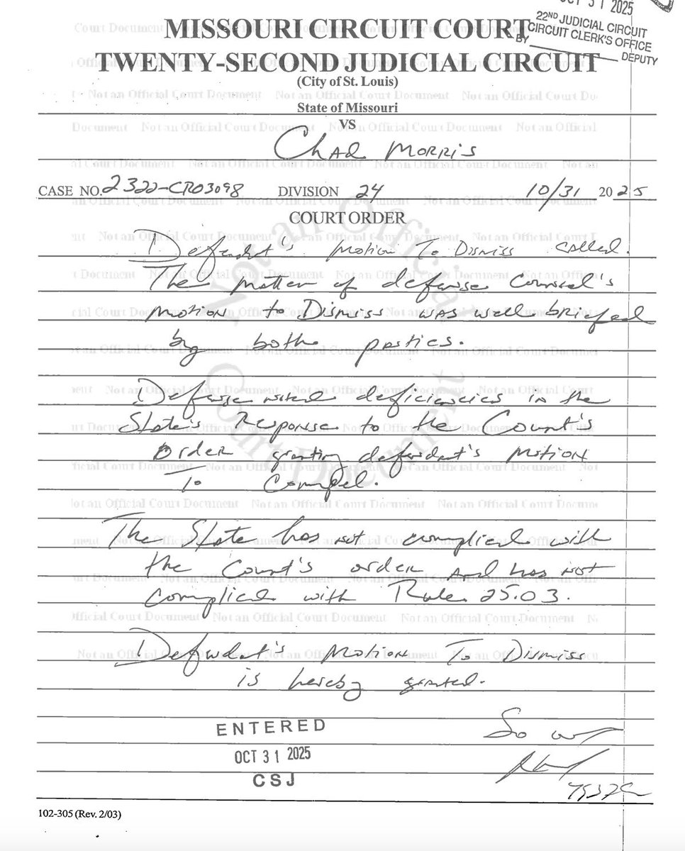 Breaking: the criminal case against Bar:PM owner Chad Morris has been dismissed. Morris was charged with assaulting an officer after allegedly pushing one after two cops crashed into his bar in December of 2023. <a href="/kmoxnews/">KMOX St. Louis News</a>