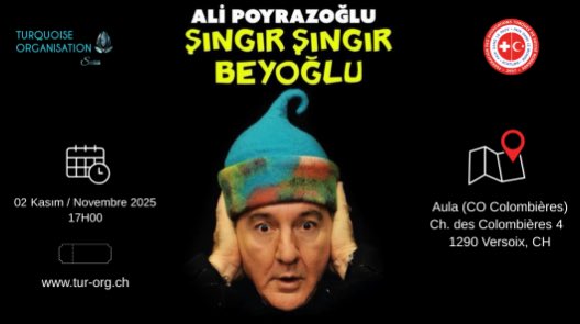 fatsr_bitdefe's tweet photo. 🎭 Versoix/Cenevre’de 𝘁𝗶𝘆𝗮𝘁𝗿𝗼 𝘇𝗮𝗺𝗮𝗻ı!

𝗔𝗹𝗶 𝗣𝗼𝘆𝗿𝗮𝘇𝗼𝗴̆𝗹𝘂, unutulmaz oyunu “𝙎̧ı𝙣𝙜ı𝙧 𝙎̧ı𝙣𝙜ı𝙧 𝘽𝙚𝙮𝙤𝙜̆𝙡𝙪” ile 2 Kasım’da Versoix’da.

Turquoise Organisation’un düzenlediği, Federasyonumuzun da sponsor olduğu bu özel gösteriyi kaçırmayın! 🎭 
@alipoyrazoglu #ŞıngırŞıngırBeyoğlu @SwissTurquoise 
#Cenevre #Tiyatro
👉 https://t.co/nSkaYNVANN