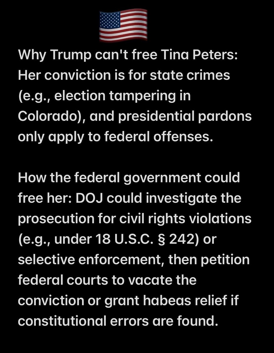 <a href="/MrsFrancisco87/">Mrs Francisco</a> <a href="/realtinapeters/">Tina Peters🇺🇸 Whistleblower of fallen Navy SEAL</a> <a href="/elonmusk/">Elon Musk</a> Grok told me how to free her: