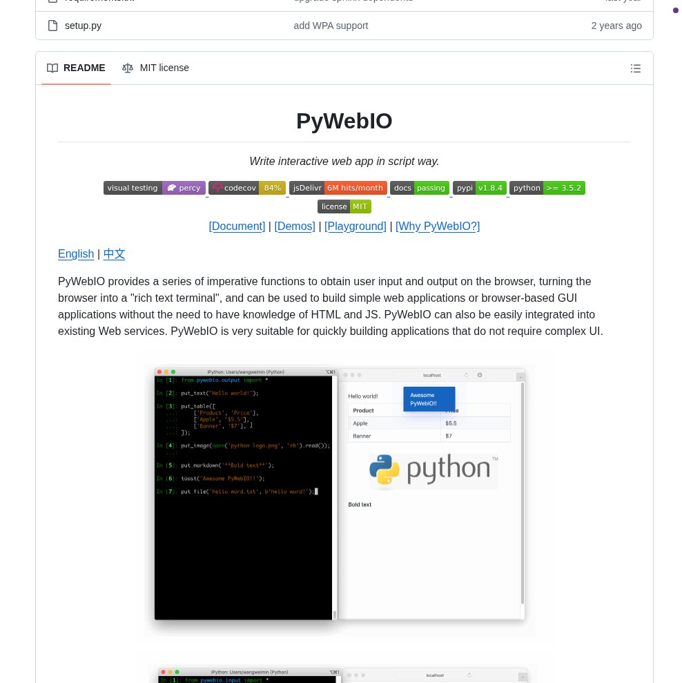ai_hakase_'s tweet image. PythonだけでWebアプリ作成！PyWebIOで爆速開発しませんか🚀
via: 
HTML/CSS/JS不要で、Python知識だけでインタラクティブなWebアプリが作れる「PyWebIO」が登場しました✨ AIモデルのデモや社内ツールの開発に最適です！
#PyWebIO #Web開発