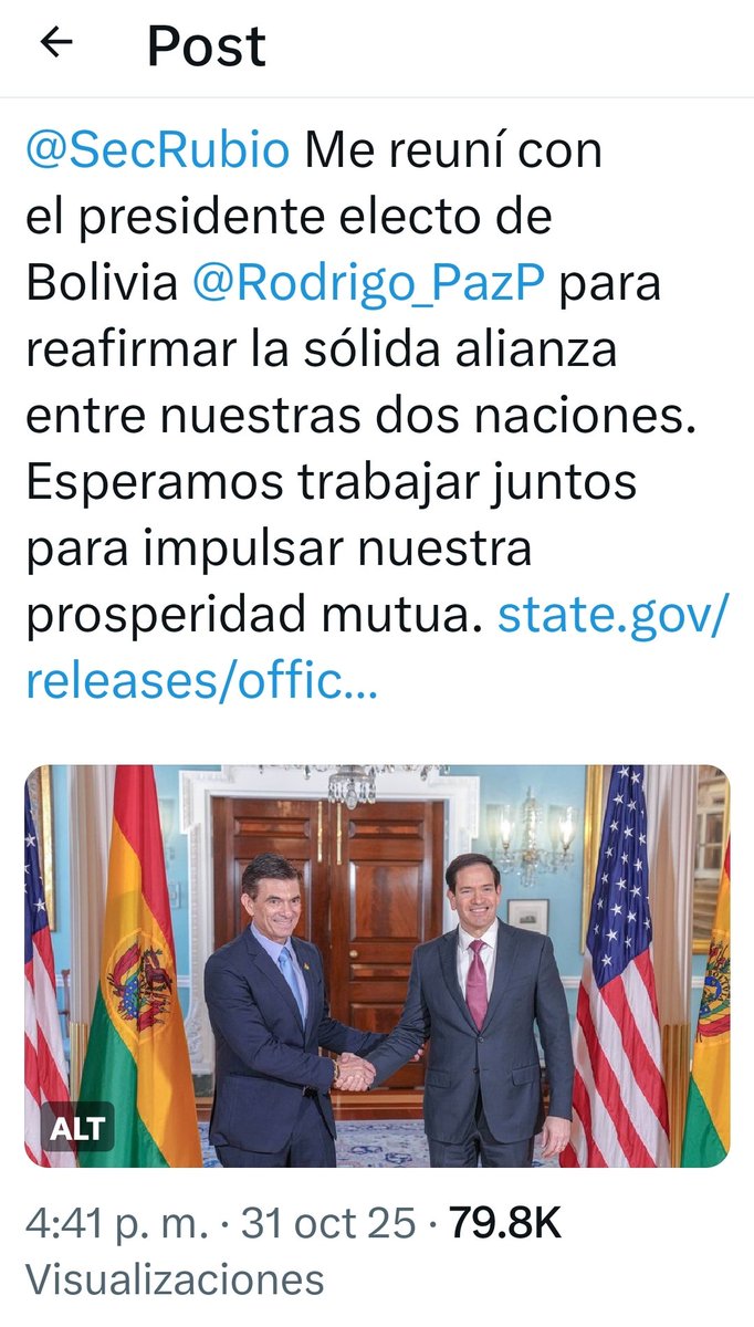 AmilcarTaboada's tweet image. Importante alianza para la Bolivia que viene, muy bien las gestiones del presidente electo @Rodrigo_PazP con el Secretario de Estado Marco Rubio @SecRubio  @EmbEUAenBolivia