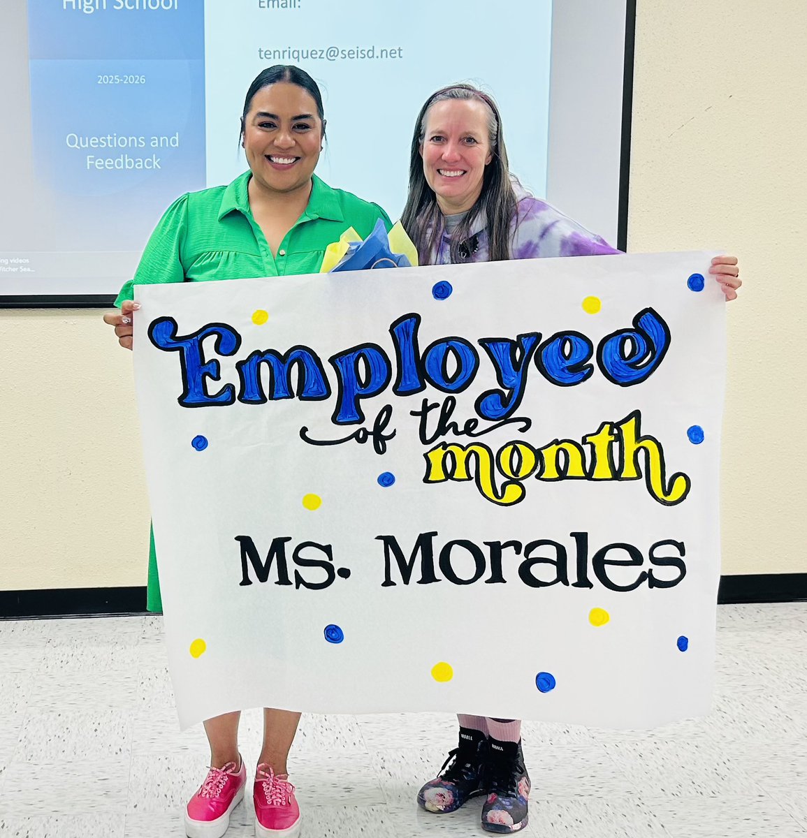 Honoring our Employee of the Month of October! Thank you <a href="/MrsErikaMorales/">Erika Morales</a> always serving with heart and pride! 💙💛
Thank you for all you do for our Eagle family. 🦅 #FlyLikeAChampion <a href="/TroyEnriquezSE/">T. Enriquez SEHS</a>