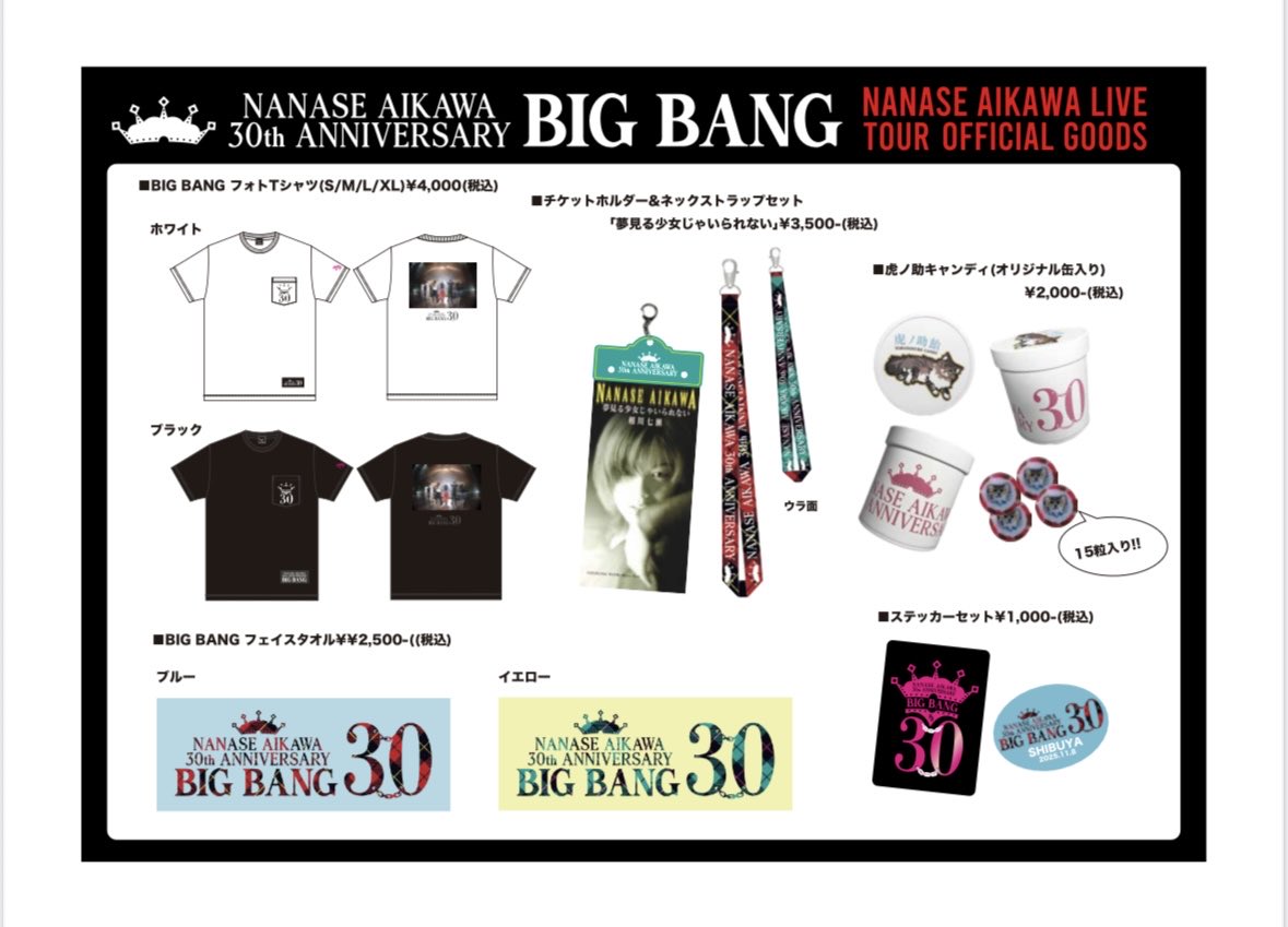 グッズ情報】相川七瀬『NANASE AIKAWA 30th Anniversary Live -BIG