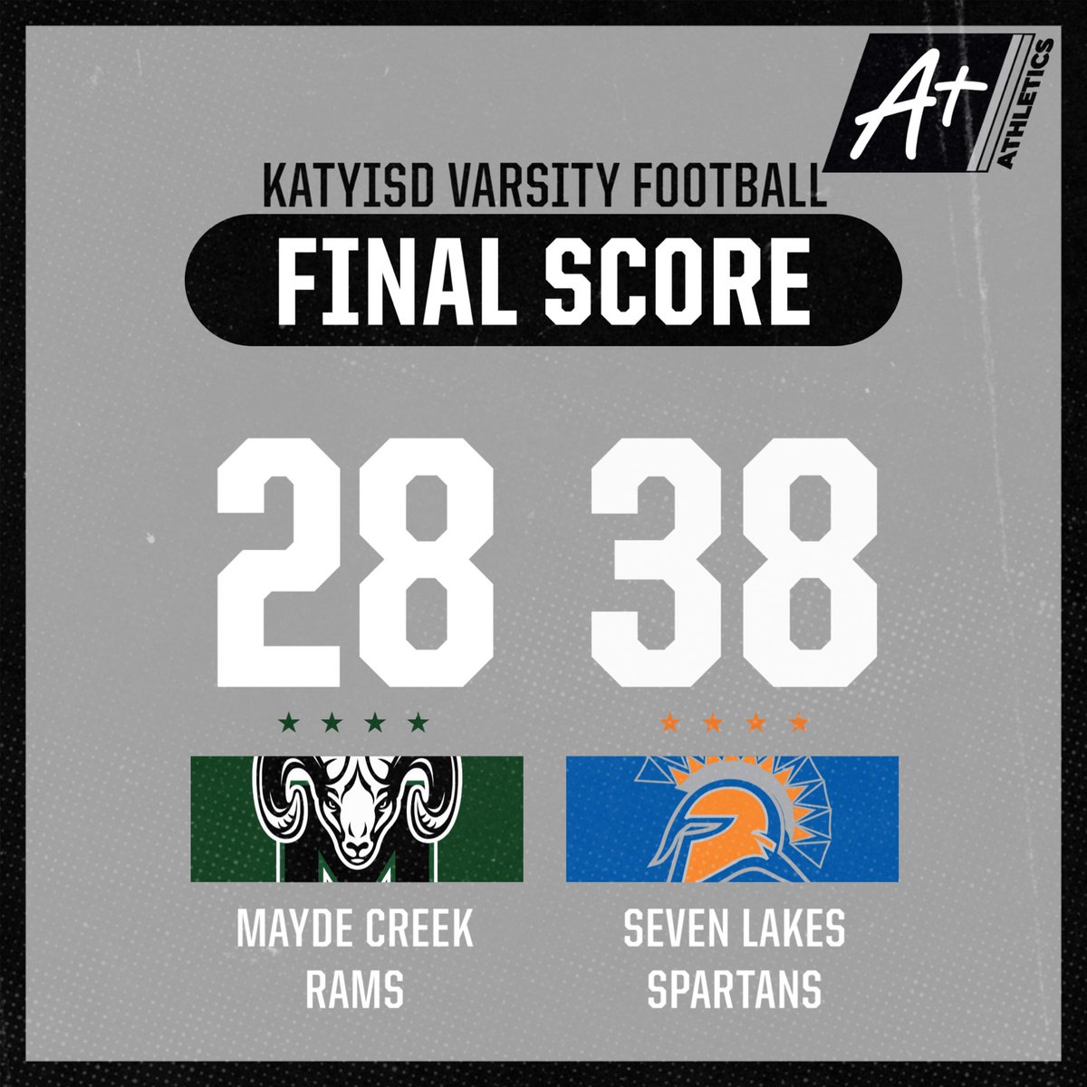 Seven Lakes wins an instant classic against Mayde Creek 38-28 to close out tonight’s games.