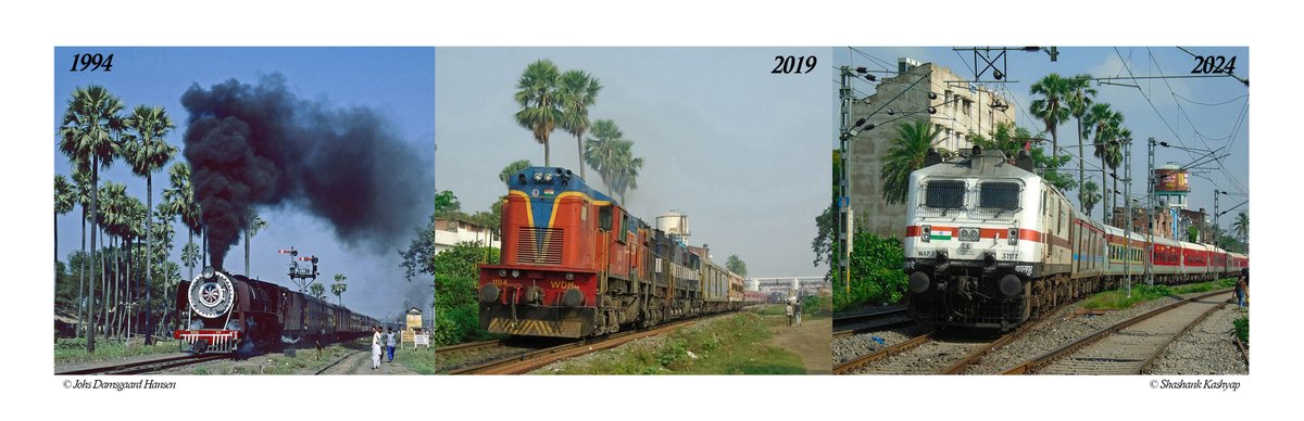 shashank14747's tweet photo. Marking 150 years today, Dalsinghsarai - Samastipur - Darbhanga rail line opened for regular service on November 1, 1875. Built by Tirhut Railway, the line first opened in 1874 as a famine relief measure. The photo shows the shift in traction over the years at Darbhanga. @spjdivn https://t.co/DPLiP6GtI5
