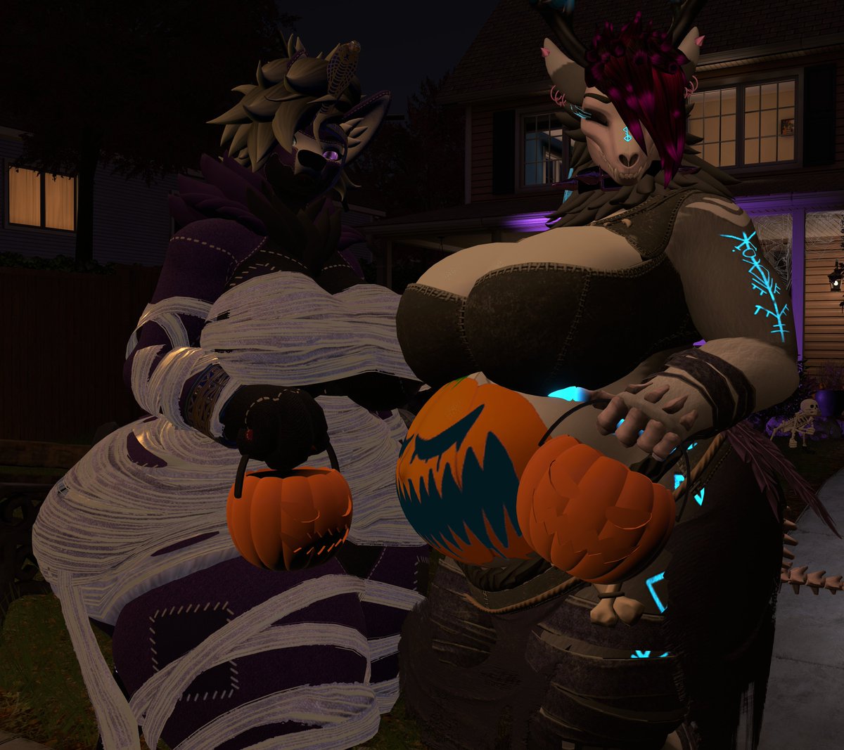 As the night nears a close, time to wish you all a Happy Halloween~! Hope all your nights were filled with frights and full of delights~, from your local windego and plushie momma~ 💜