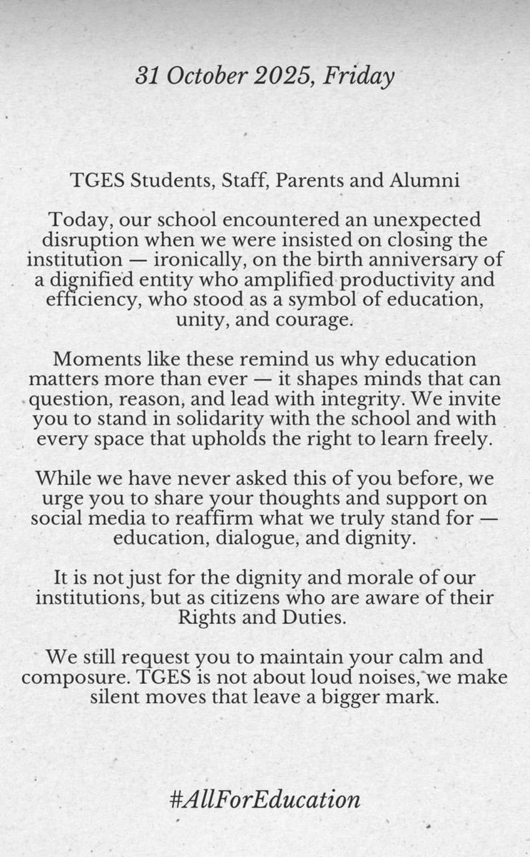 neilrjk's tweet photo. Today reminded us — education isn’t just a system, it’s a spirit.
We move with dignity, not noise.
#AllForEducation #EducationForAll #UnityInEducation #RespectAndRights https://t.co/RZ4npVIjU6