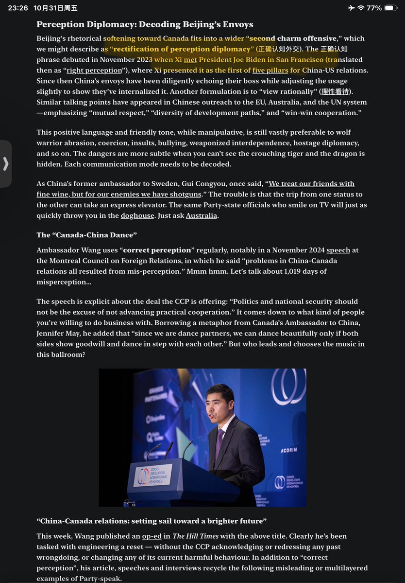 ecavbfnacm's tweet image. Literally EVERY POINT Xi🇨🇳 said to Carney🇨🇦 is covered by this great substack analysis, like a miracle:
1️⃣ CORRECT PERCEPTION 
2️⃣PRAGMATIC COOPERATION 
3️⃣ MULTILATERALISM AND THE UN
4️⃣ GLOBAL GOVERNANCE SYSTEM/ COMMON DESTINY OF HUMANITY 
open.substack.com/pub/michaelkov…