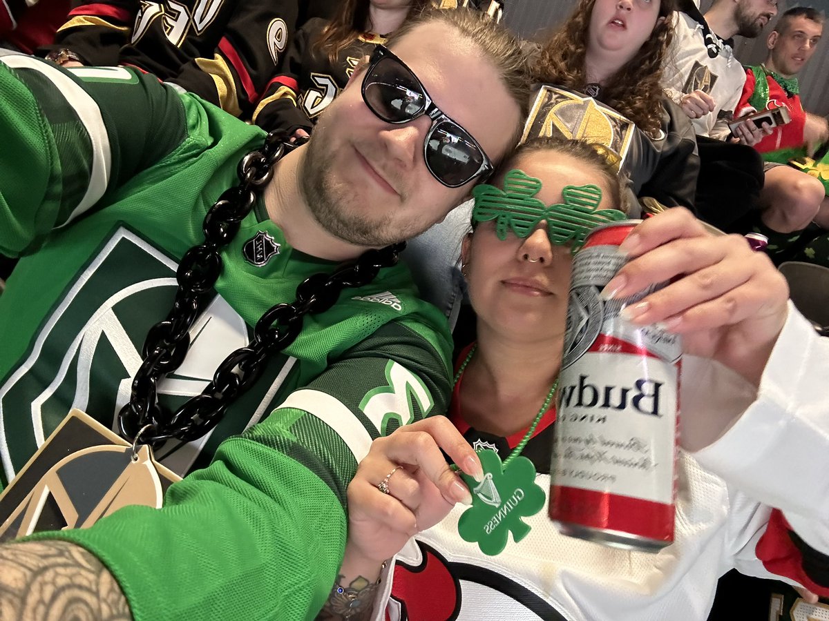anndeeva's tweet photo. Throwback to me and my husband on our wedding day doing what we love the most @NJDevils @GoldenKnights #ahousedivided https://t.co/sFdqhsEfYi