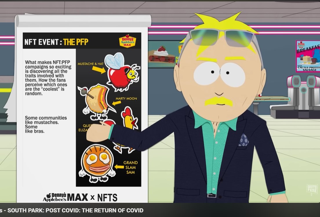 jup_enjoyoors's tweet image. South Park has a crypto mascot called Grand Slam Sam. They call it the crypto pfp.
youtu.be/N8f-BQFo7lw?t=…