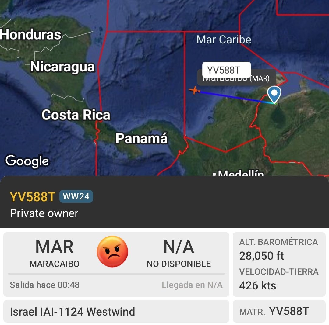 Arr3ch0's tweet image. YV588T activo desde Maracaibo en aparante ruta a Centroamerica