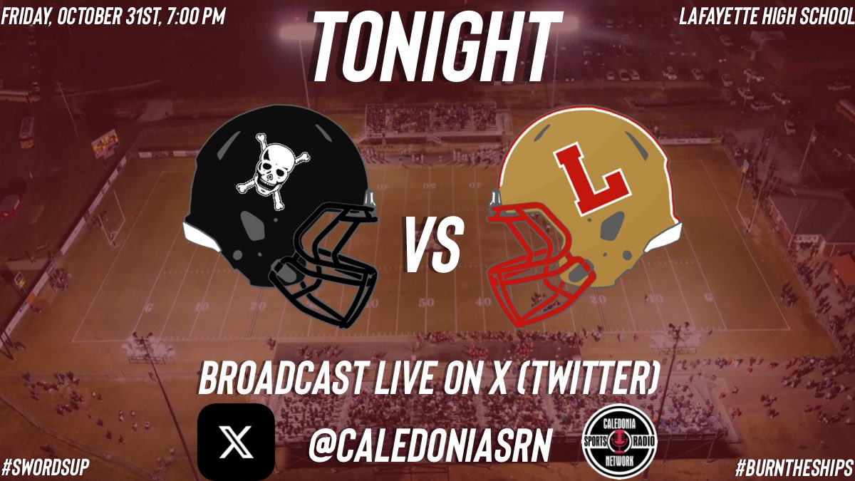 TONIGHT🚨

<a href="/CalHSFootball/">Caledonia Football</a> is in Lafayette for a key district battle! Listen live on CSRN.

#SwordsUp ⚔️ #BurnTheShips