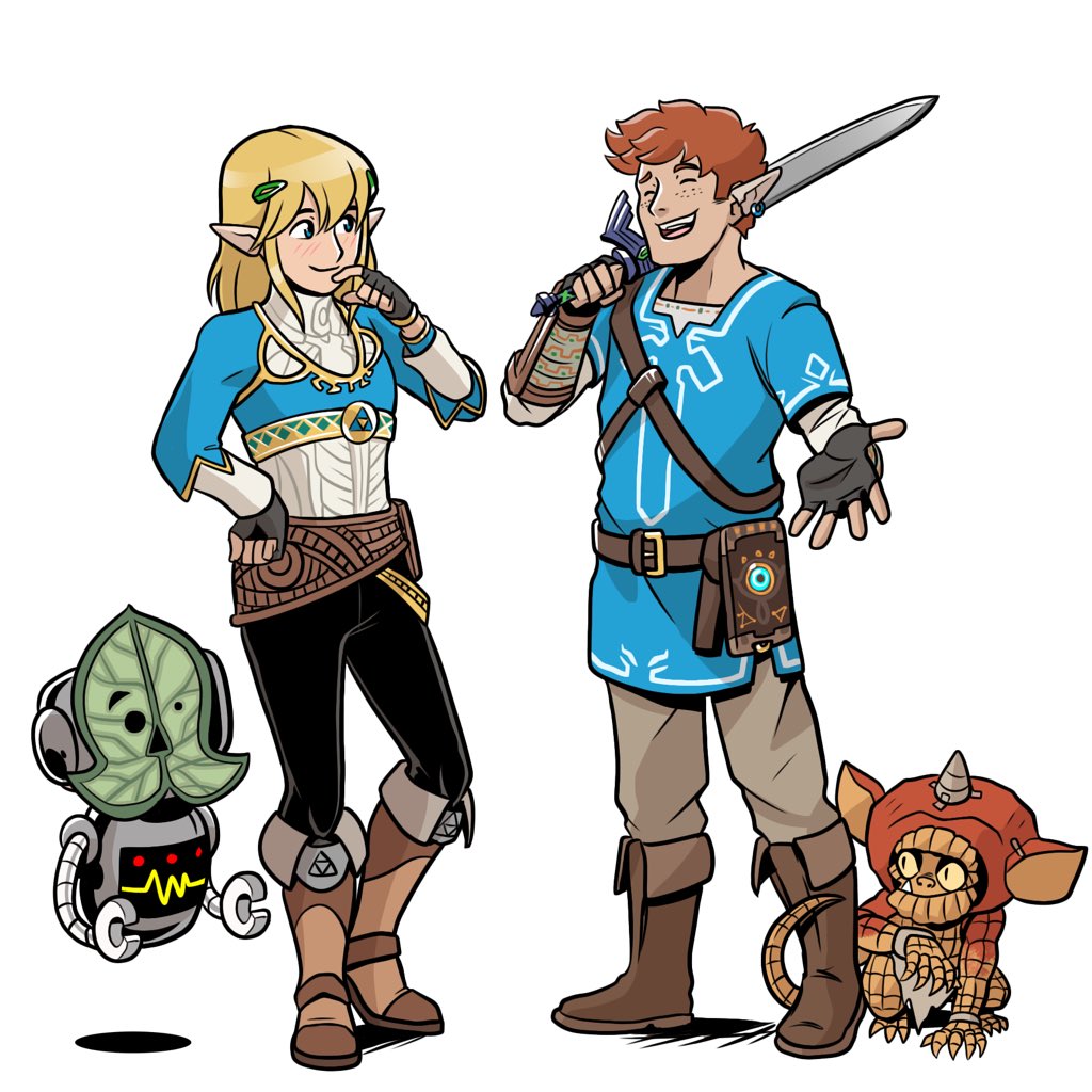 Richard and Valeria dressed up as Link and Zelda. Featuring Herbie and Gog.

Thanks <a href="/TenshiArtsGt/">Tenshi!</a> 

Happy Halloween everyone!

#Richval #Zelink