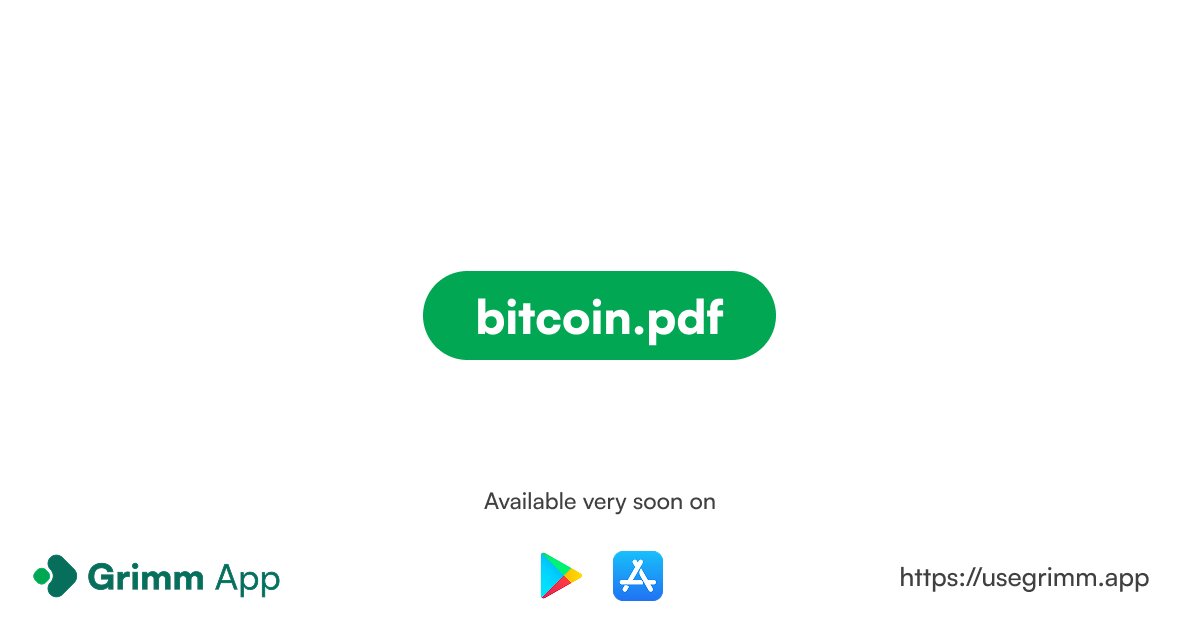 17 years ago, the #Bitcoin Whitepaper was published — the start of a new financial era.

Celebrate by (re)reading it here: usegrimm.app/bitcoin.pdf

#Bitcoin #Satoshi #Crypto #Blockchain