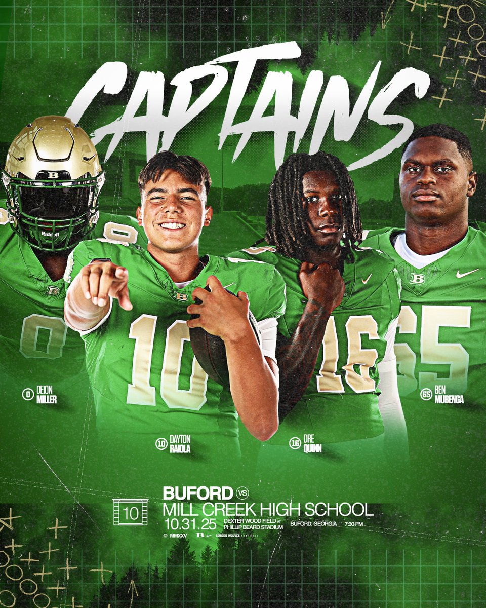 Game 🔟 Captains 🫡

🐺 <a href="/_DeionMiller_/">Deion Miller</a> 
🐺 <a href="/DaytonRaiola/">Dayton Raiola</a> 
🐺 <a href="/Dre2Quinn/">Dre Quinn 4 ⭐️ Edge</a> 
🐺 <a href="/benmubenga21/">Ben Mubenga</a> 

#Gloryland | #AppEra