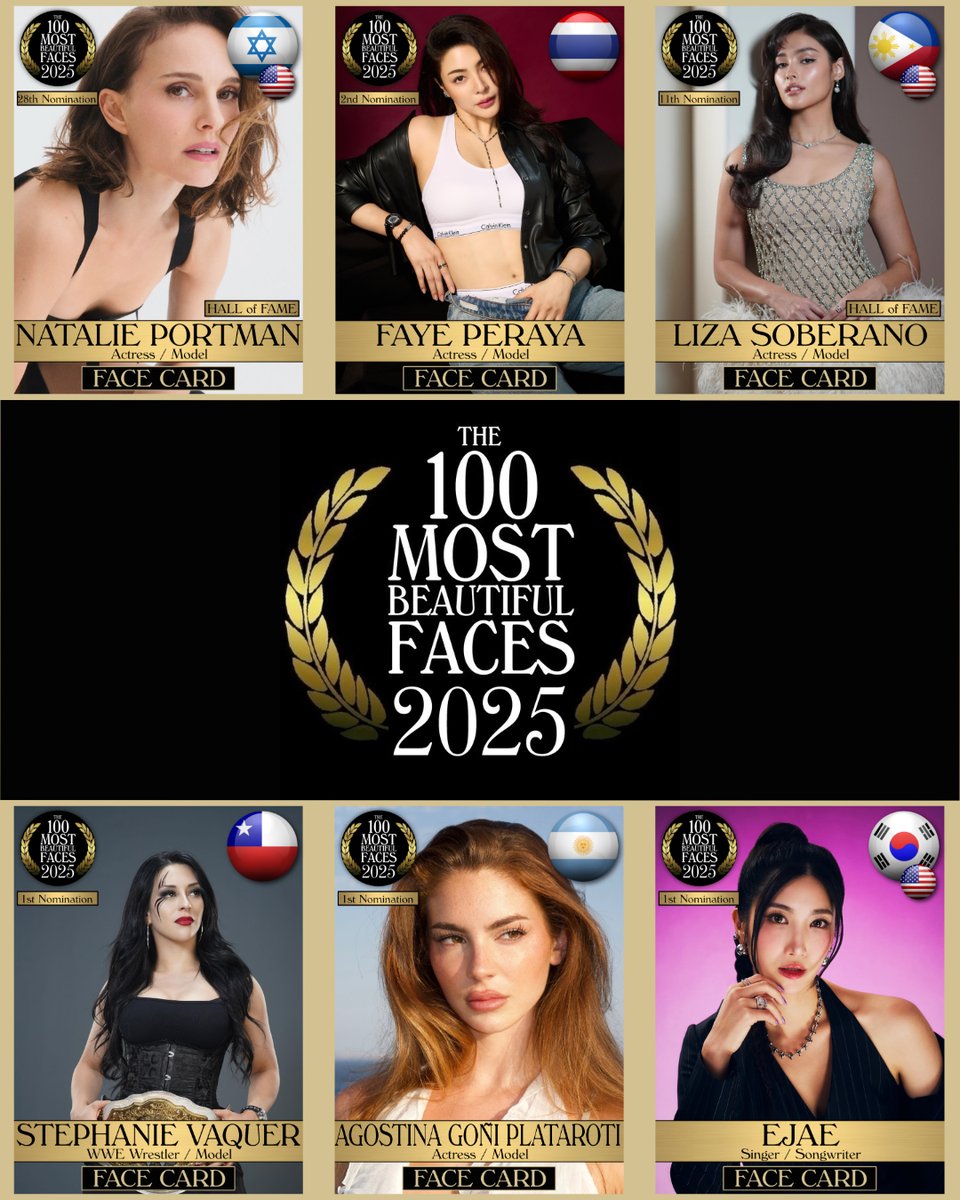 Nominations and Votes... (Link in Bio). Our Patrons nominated these great faces today. #tccandler #100faces2025 #natalieportman #FayePeraya #LizaSoberano #StephanieVaquer #agostinagoniplataroti #EJAE #KPOPDEMONHUNTERS <a href="/malisorn00/">Faye Malisorn</a> <a href="/lizasoberano/">Liza Soberano</a> <a href="/WWE/">WWE</a> <a href="/SleepToDreamx/">Ejae stan✨ In Another World 💜</a>