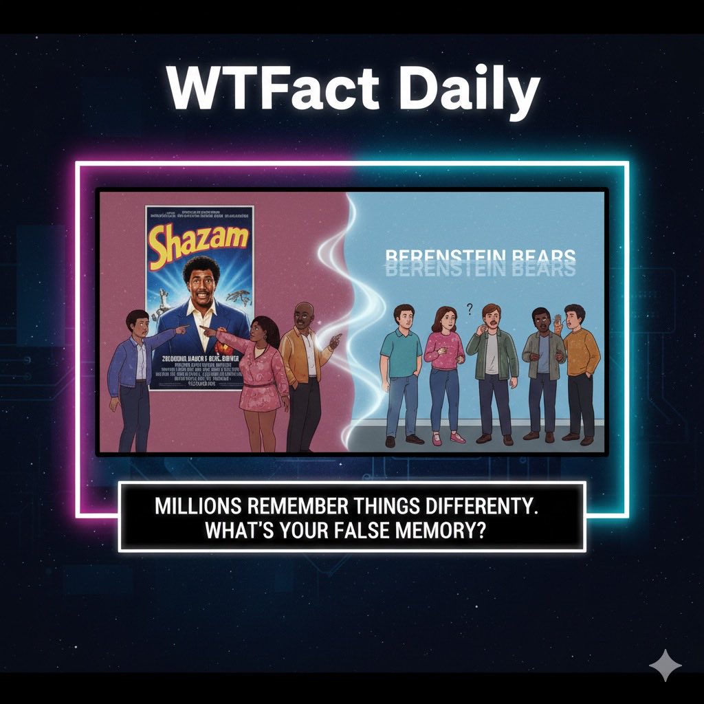 Mandela Effect: When millions remember something differently. 🤯 Berenstain or Berenstein Bears for you?

#WTFactDaily #MandelaEffect #MindBlown #DidYouKnow #Psychology #TrendingNow #MemoryLane #FalseMemory #Trump #كاريزما76 #Trending #USA #Nigeria