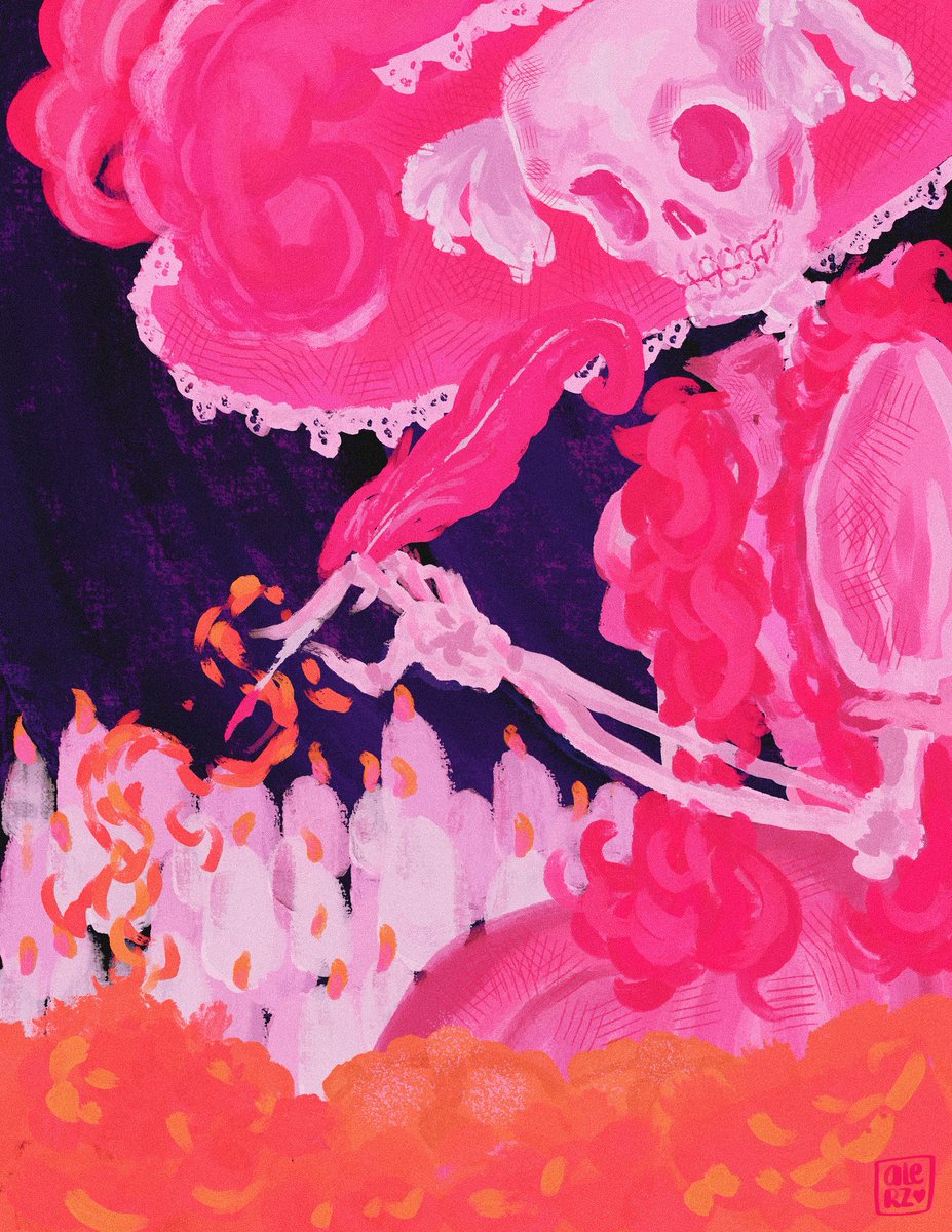 This is a Quicky back illustration I just made for an infographic at work about El Día de Muertos, in México we celebrate and laugh about death we dont just mourn, we use the literary figure of it to talk about society, Family, love and loss. 

#death #digitalart #DiaDeMuertos