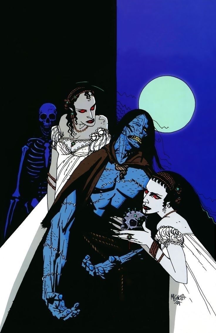 The Frankenstein Monster VS The Brides of Dracula. Art by Mike Mignola #HorrorComics