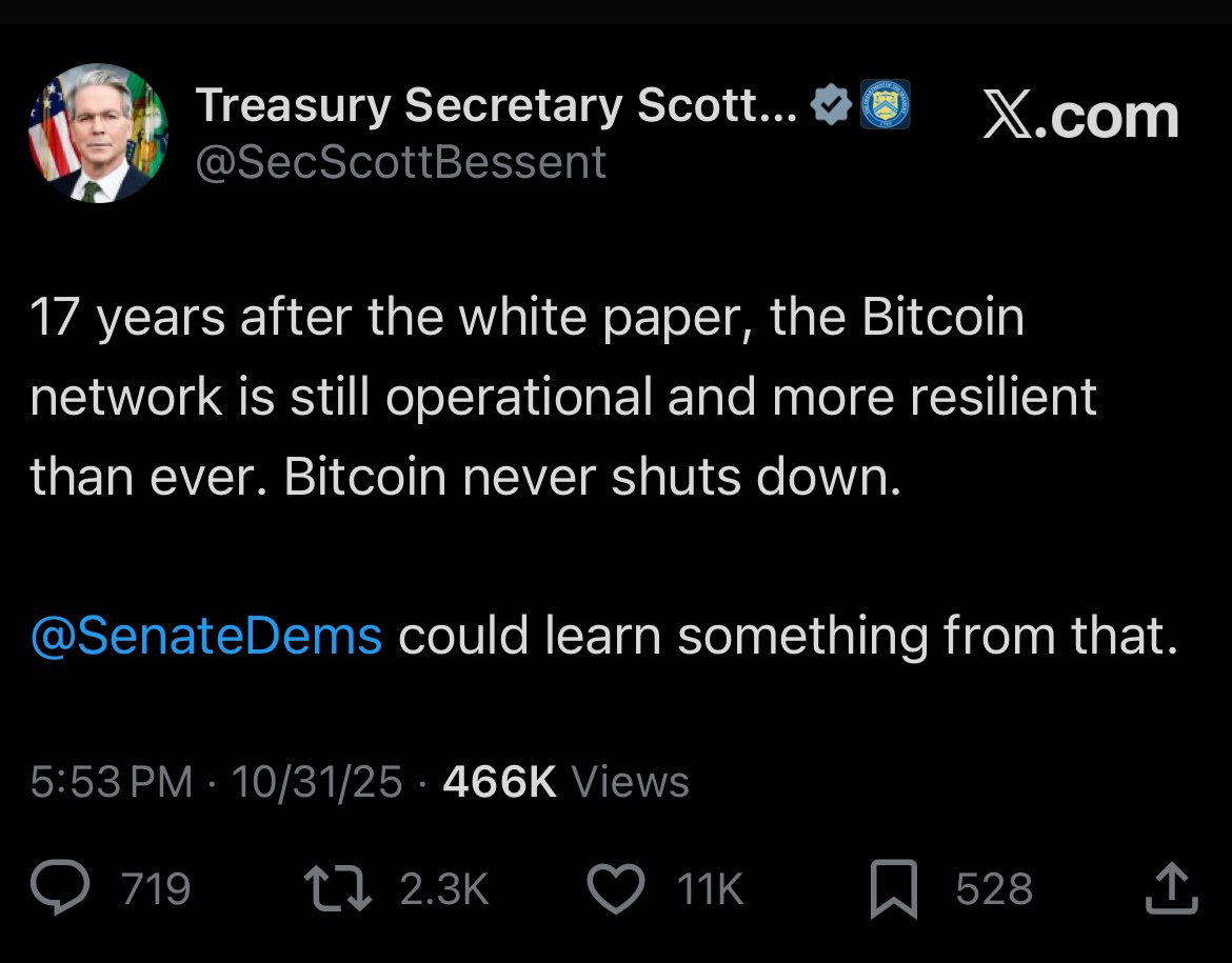 Sorenthek's tweet image. The treasury is now FUDDIng Gold openly to get people to buy BTC.
Earlier this week, I made the point a couple times that US government did not like the price of gold up where it was especially during the Chinese negotiation. And then we made the point that Senator Loomis with…