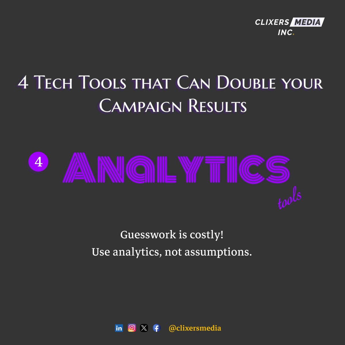 clixersmedia's tweet image. 4 tech tools to help double your marketing campaign results.
#techtools #marketingcampaign #businessgrowth #marketingcommunication #trending