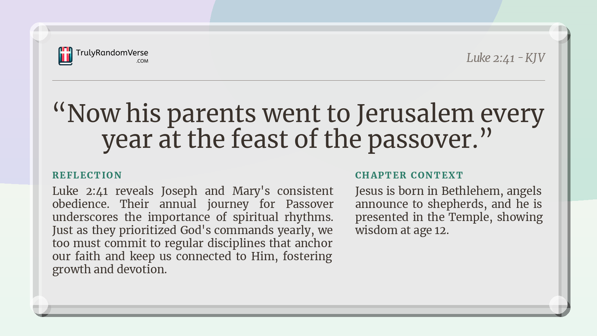 TRVBibleVerses's tweet image. #BibleVerse #Christianity #SpiritualDisciplines #ObedienceToGod #FaithJourney #SpiritualGrowth #Luke2 #Passover #BookOfLuke